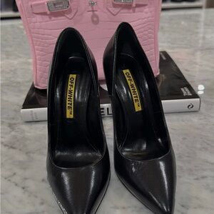 Off-White Black Leather Heels